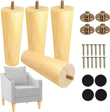 Kaki Furnitur Kayu Solid Bulat 6 Inci